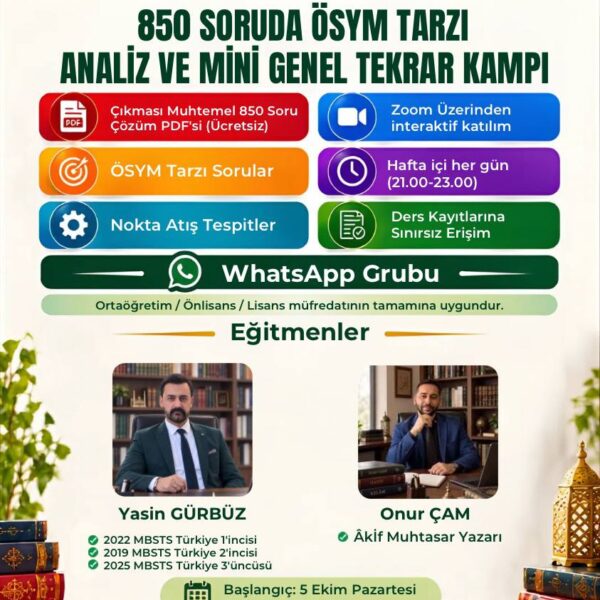 DHBT 850 Soruda ÖSYM Tarzı Analiz ve Mini Genel Tekrar Kampı